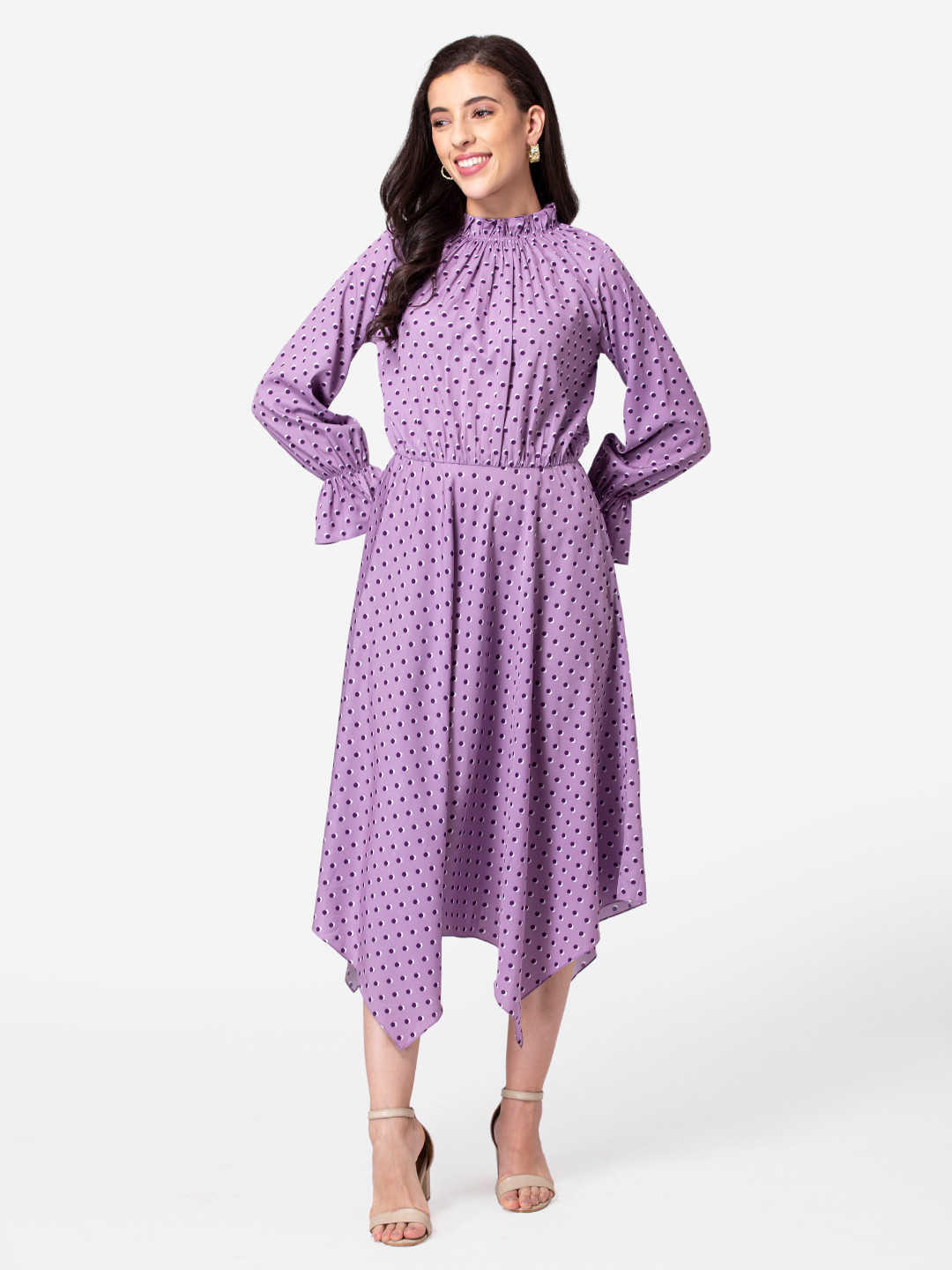 DEEBACO Lavender Crepe High-Low Dress