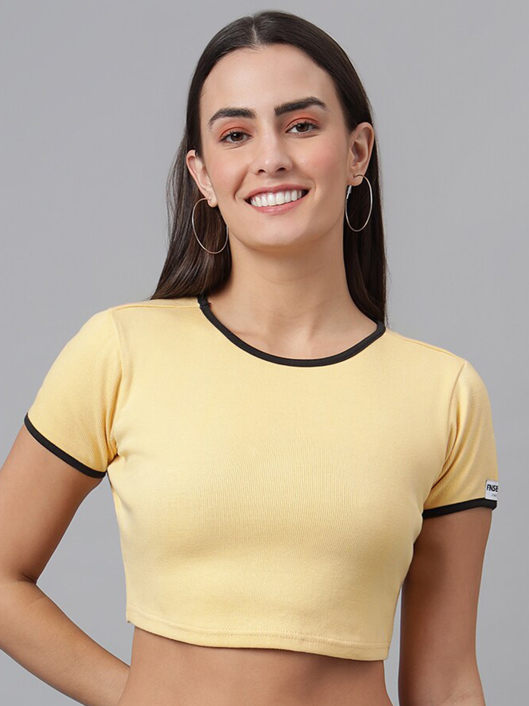 FINSBURY LONDON Mustard Yellow Regular Crop Top