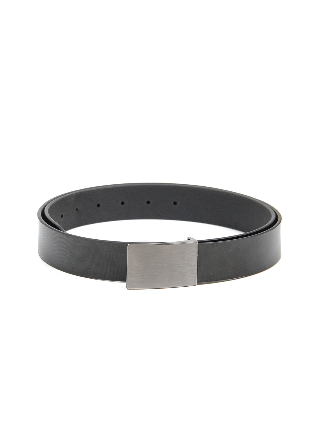 Calvadoss Men Black Textured Leather Belt