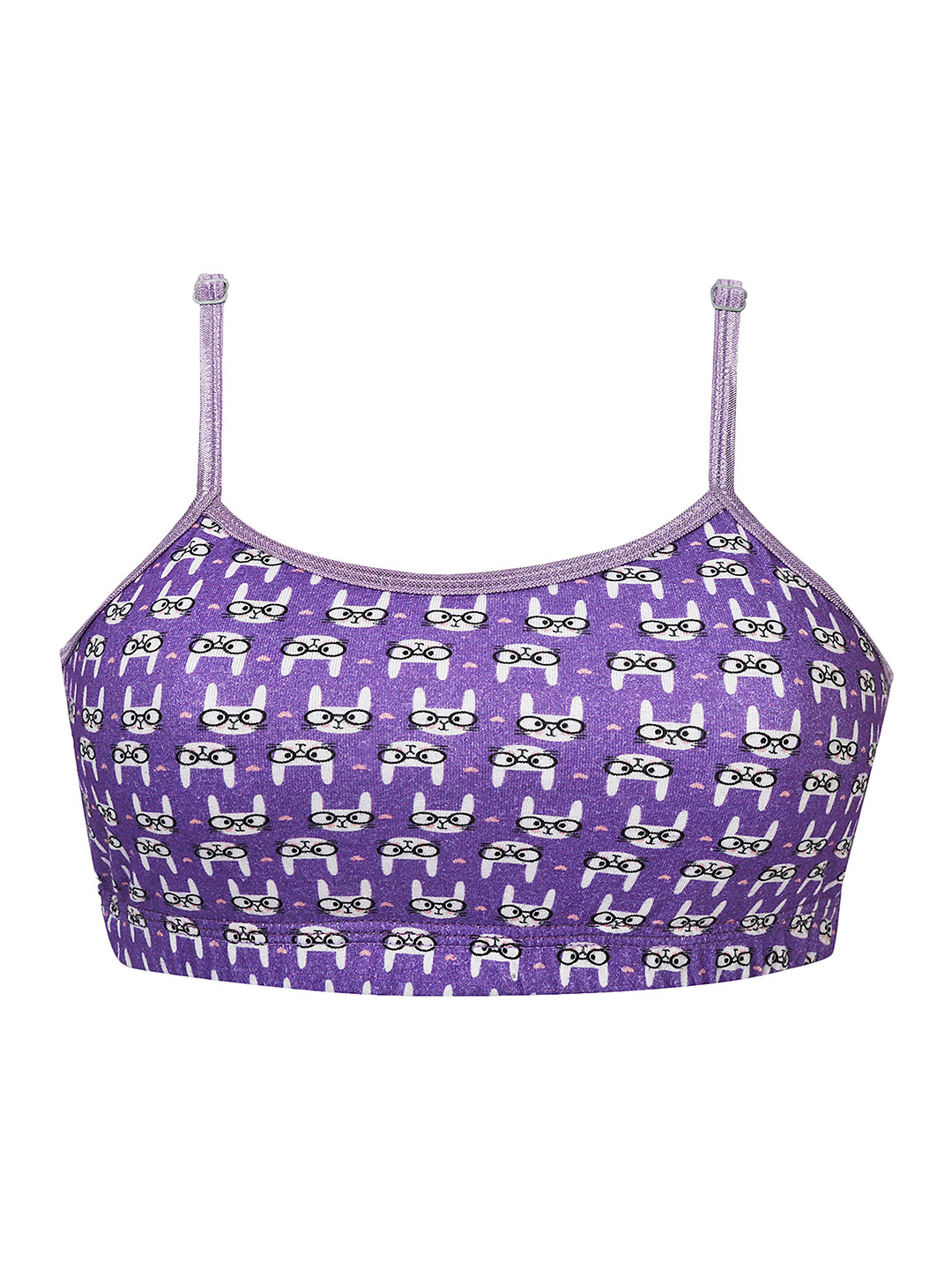 DChica Purple & Off White Bunny Printed Beginners Bra