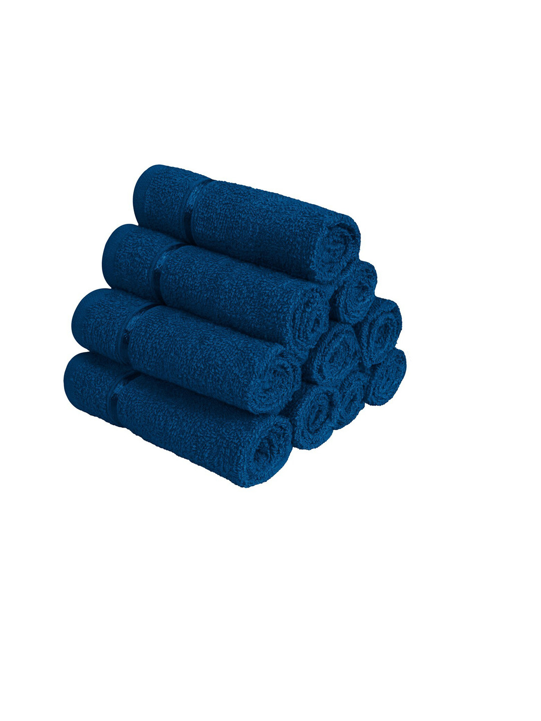 Story@home Set Of 10 Navy Blue Solid Pure Cotton 450 GSM Face Towel