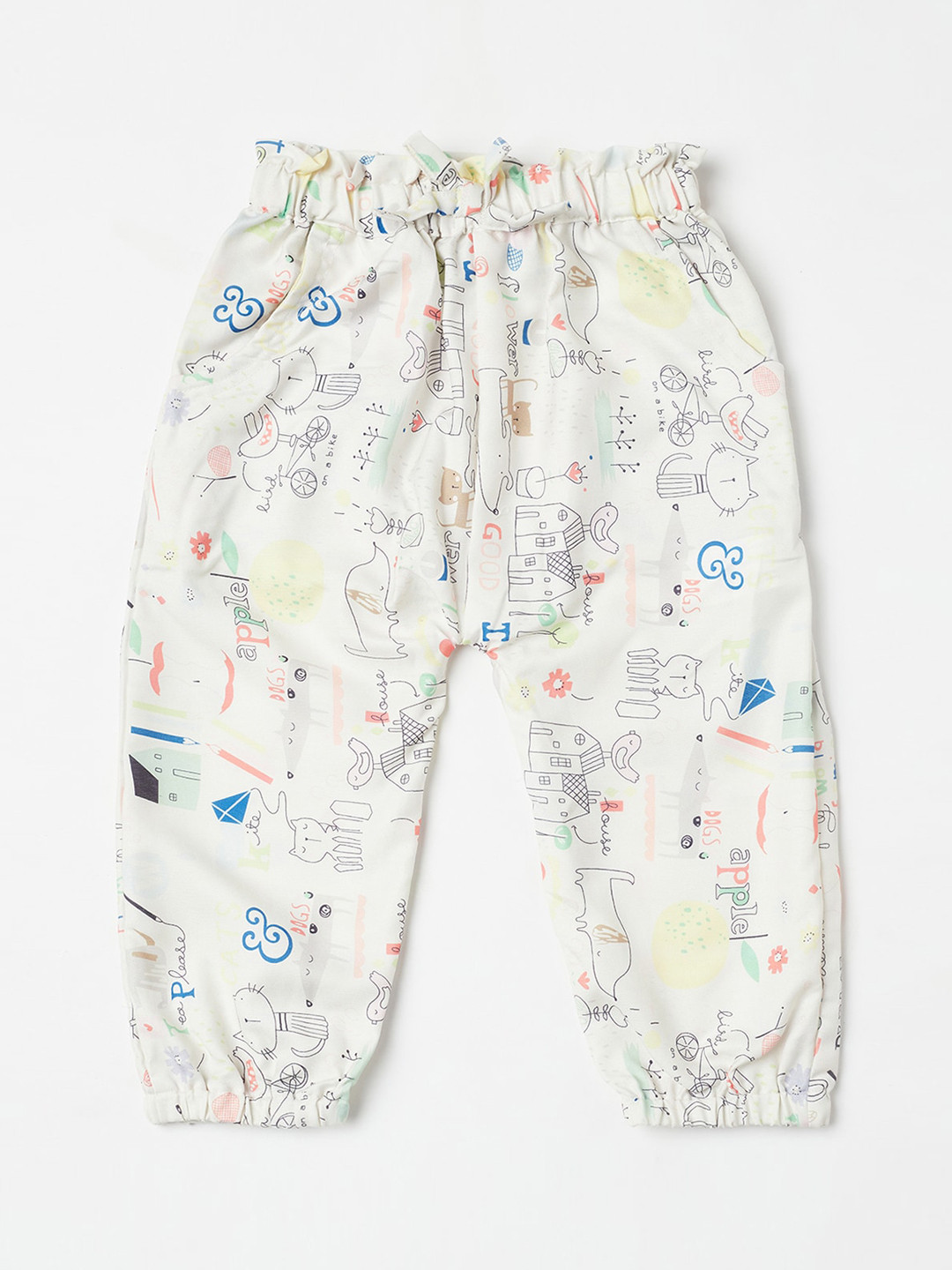 J Style Kids White Printed Slim Fit Joggers