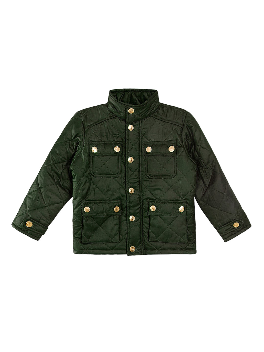 Cherry Crumble Girls Olive Green Windcheater Quilted Jacket