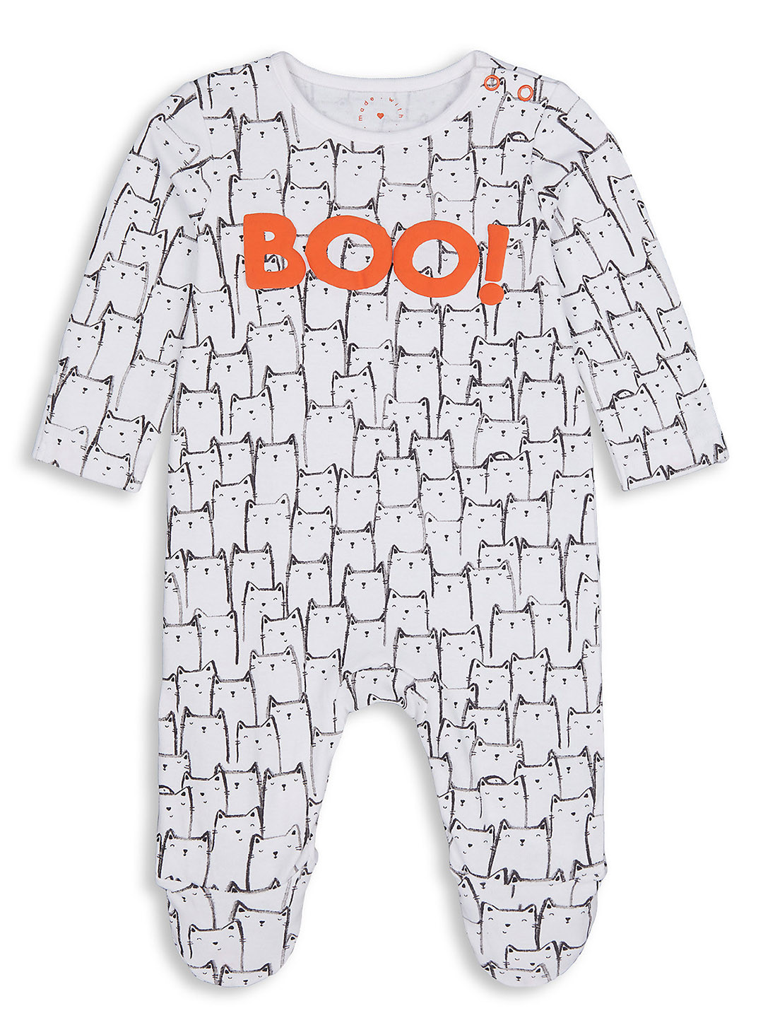mothercare Infant White Printed Pure Cotton Sleepsuit