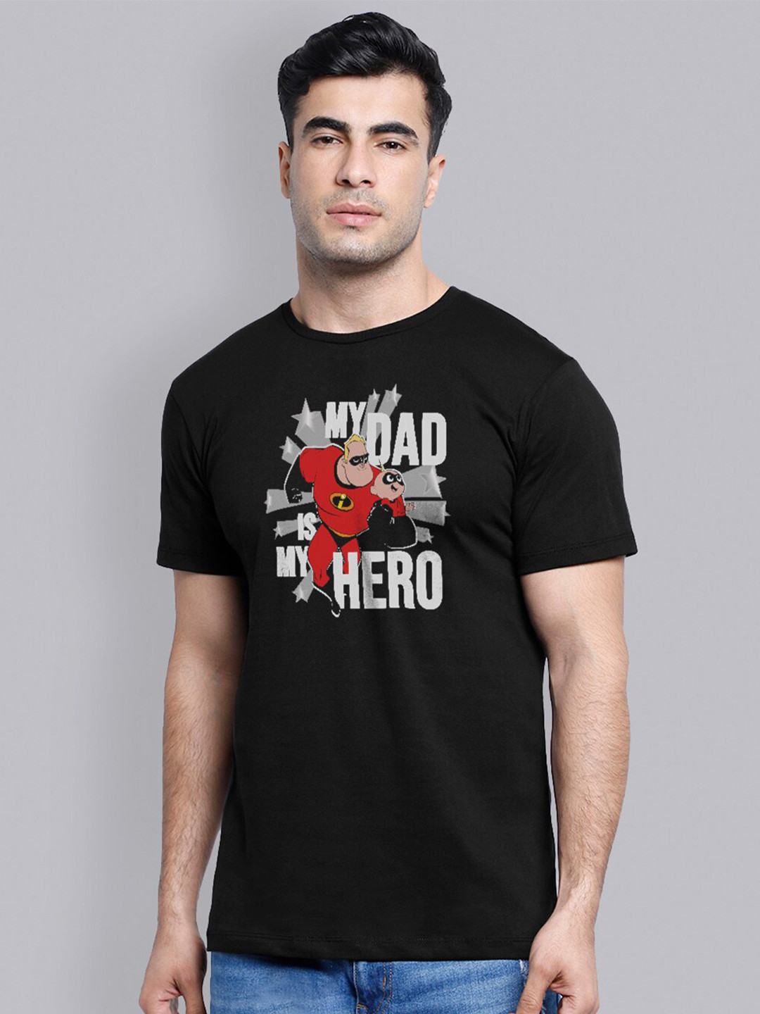 Free Authority Men Black The Incredibles Printed Cotton T-shirt
