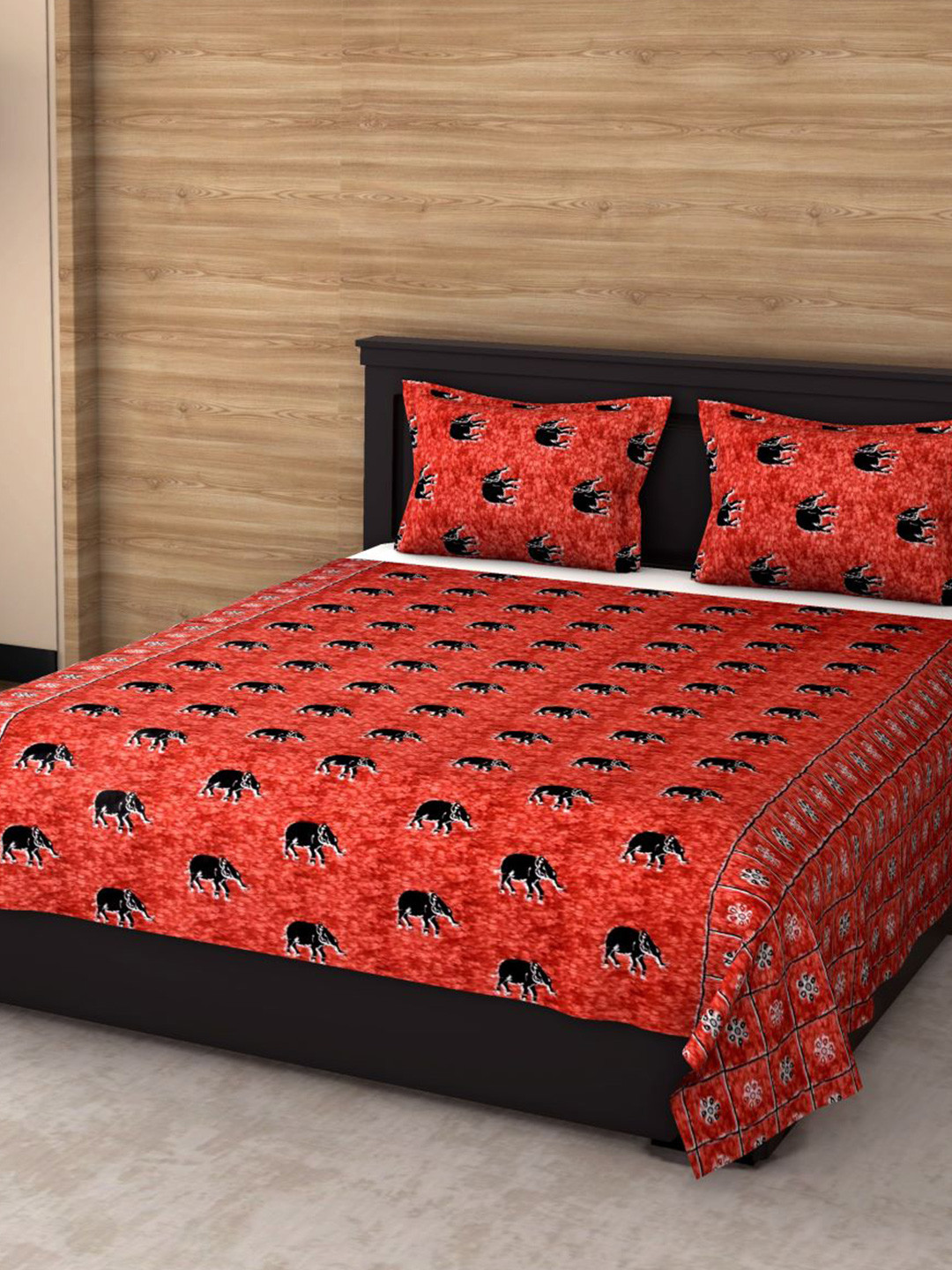 Varde All Seasons Multicoloured Ethnic Motifs Cotton 120 TC King Superfine Bedsheet with 2 Pillow Covers-250 x 225 cm