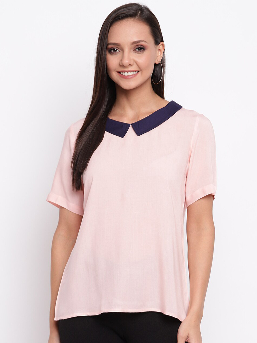 Mayra Pink Peter Pan Collar Regular Top