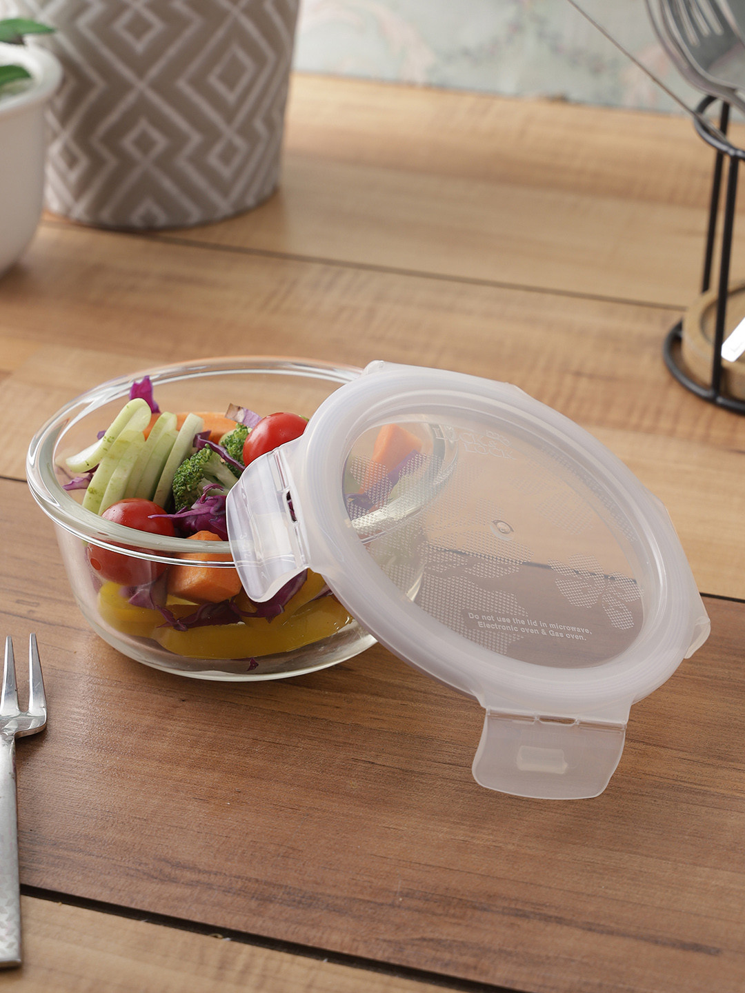 Lock & Lock Transparent Glass Air Tight Clip-On Graduated Container-380ml