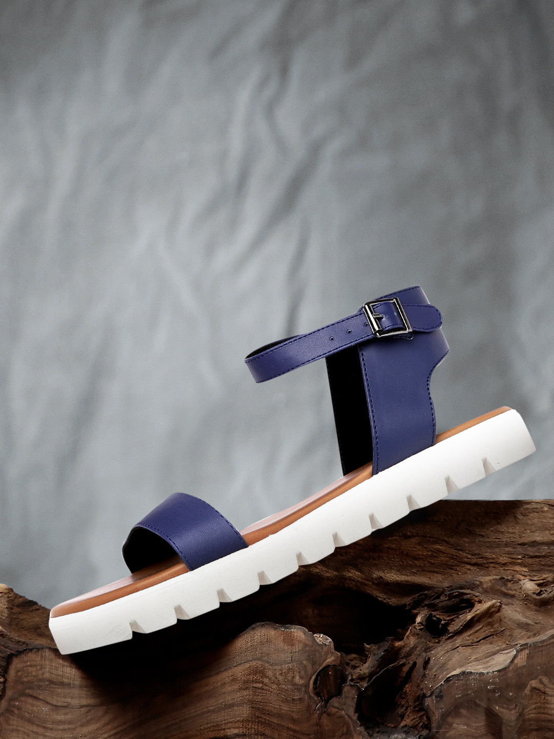 The Roadster Lifestyle Co Women Navy Blue Solid Open Toe Flats