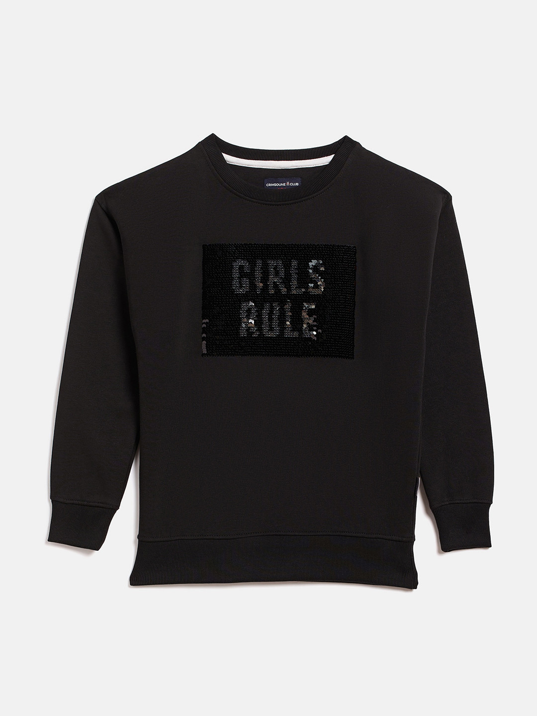 Crimsoune Club Girls Black Sequinned Sweatshirt