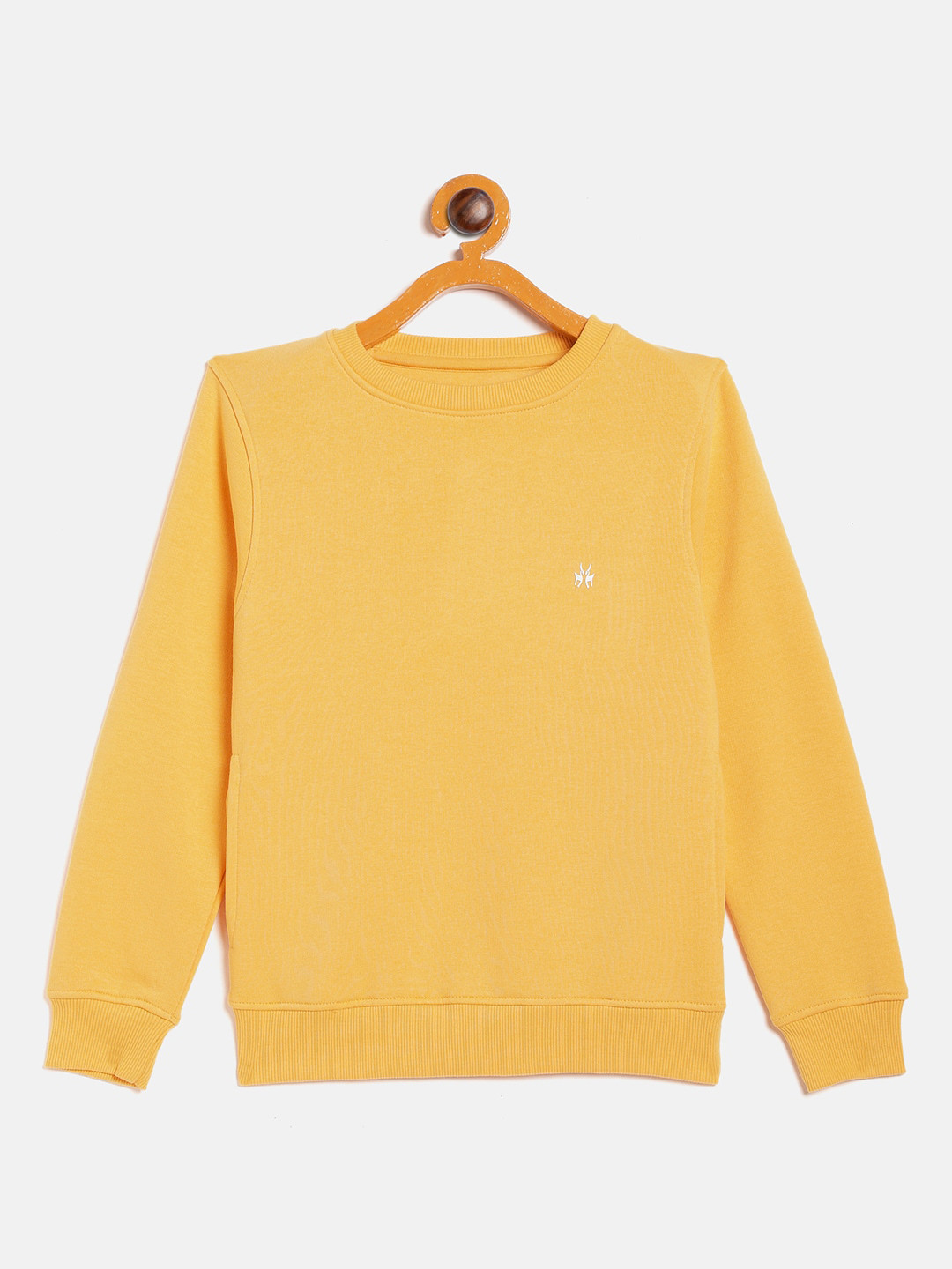 Crimsoune Club Girls Yellow Solid Sweatshirt