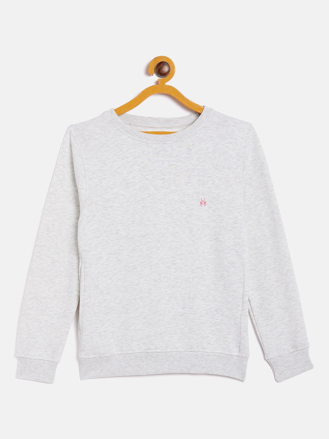 Crimsoune Club Girls Grey Solid Sweatshirt