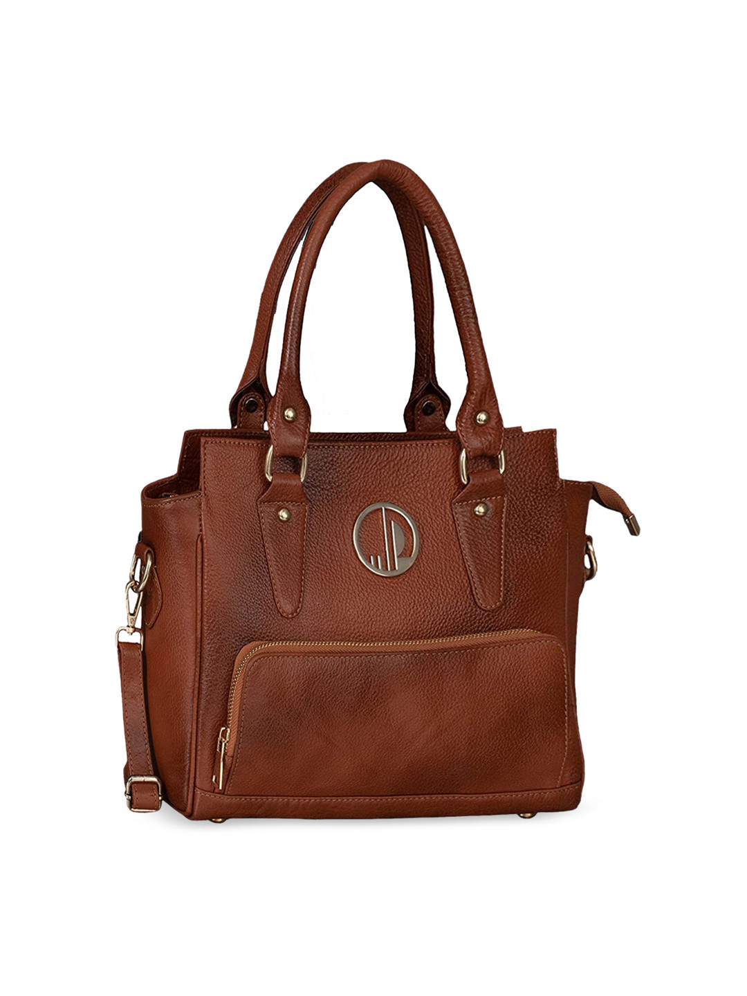 HiLEDER Bronze-Toned Leather Structured Handheld Bag