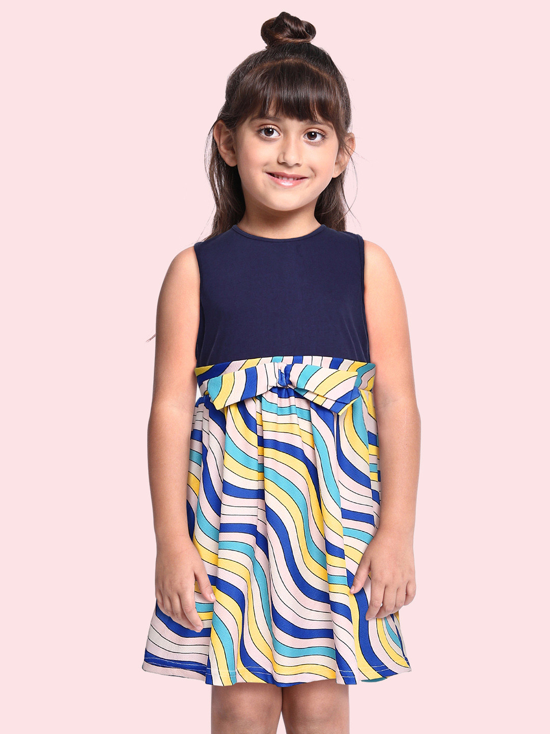 K&U Blue & Pink Colourblocked Dress