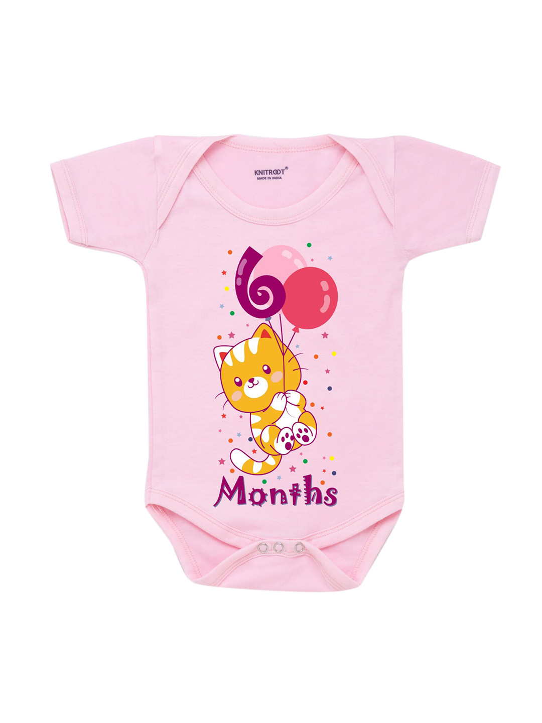 KNITROOT Infants Kids White Printed Cotton Bodysuit