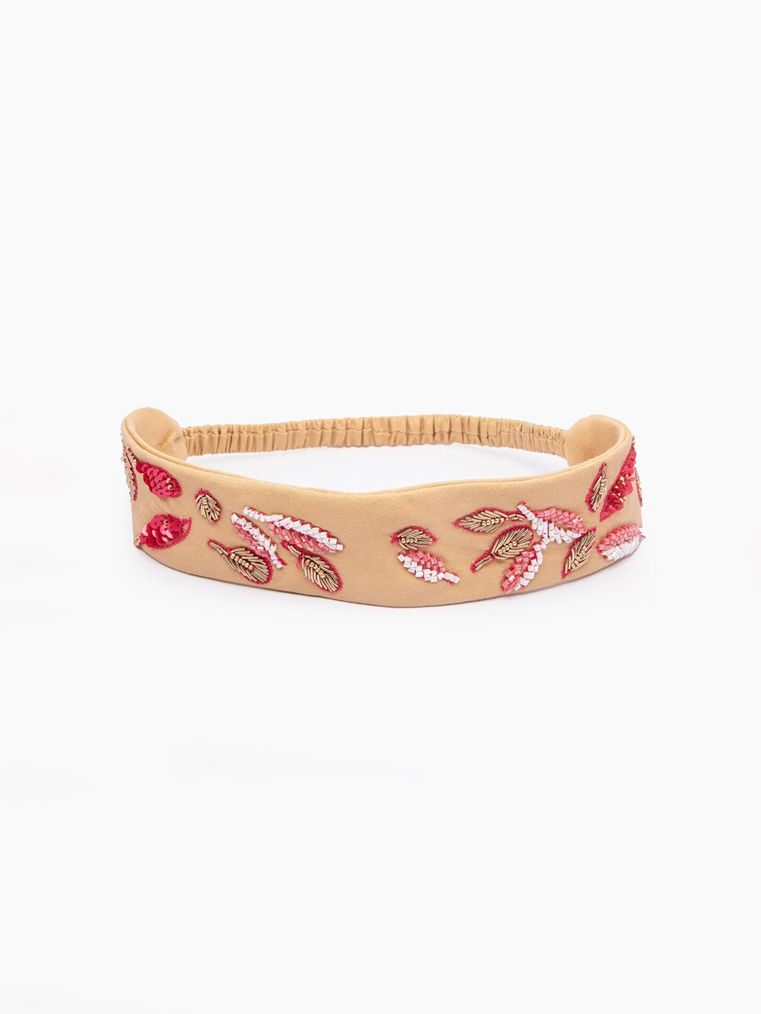 DEEBACO Women Beige Contrast Leaf Embellished Hairband