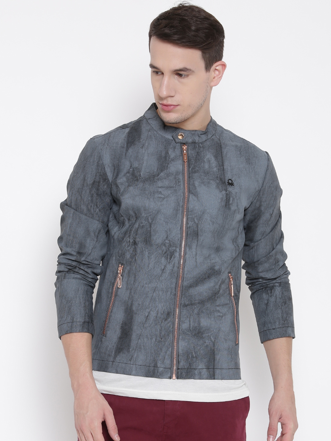 Leather jacket new arrivals grey colour