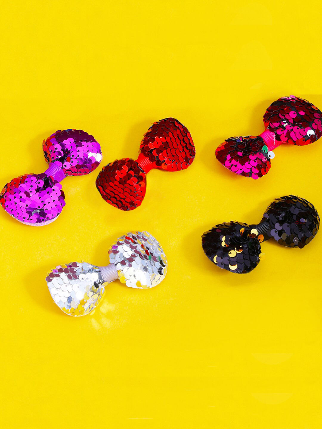 Yellow Chimes Girls Red & Black Set of 5 Embellished Tic Tac Hair Clips