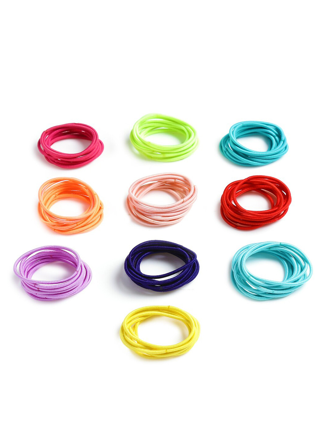 Yellow Chimes Girls Set of 100 Purple & Red Ponytail Holders