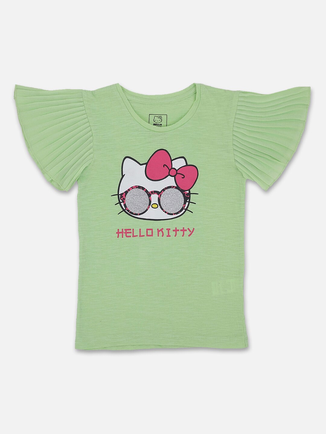 Kids Ville Girls Yellow   White Hello Kitty Printed T shirt