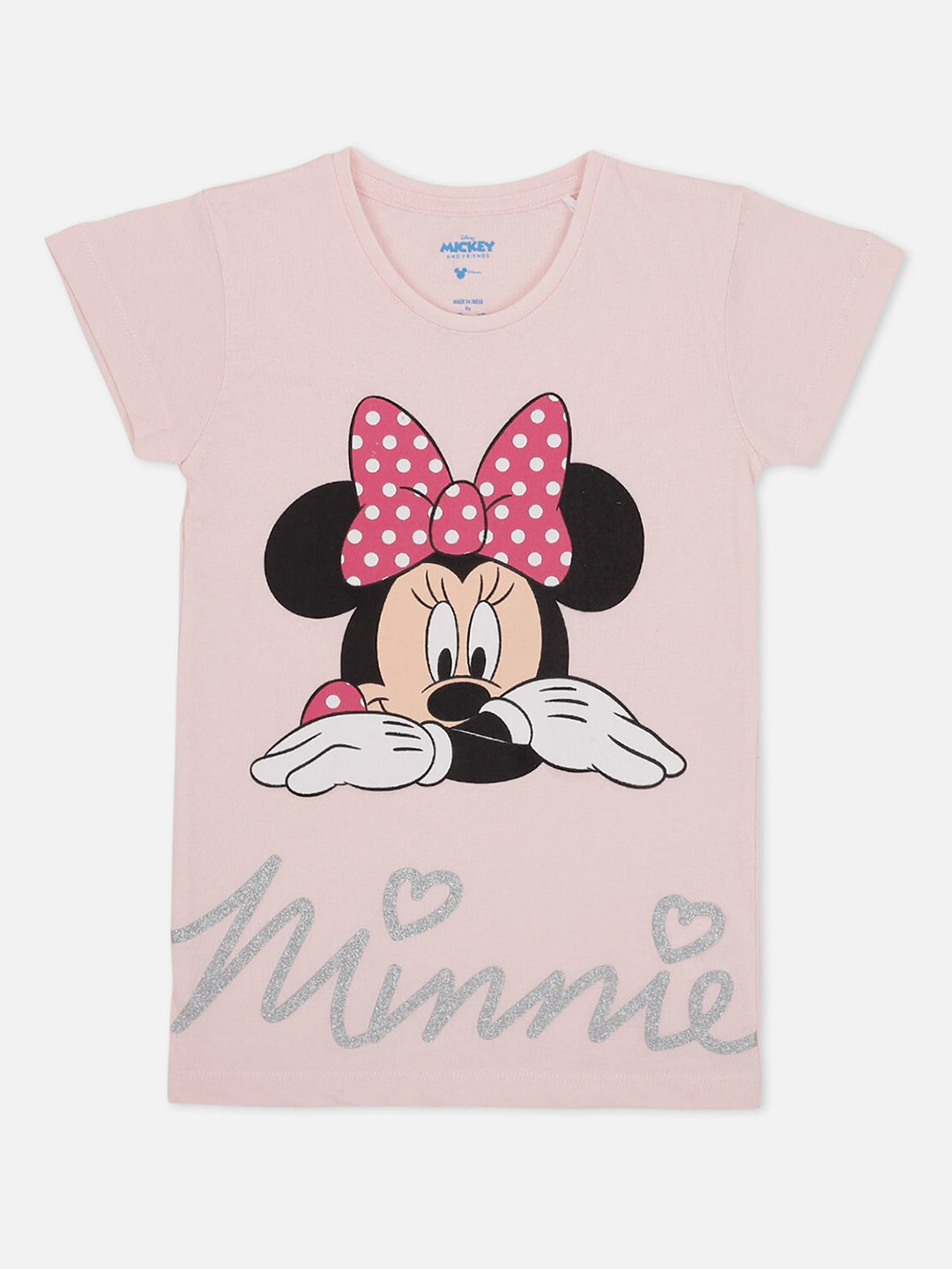 Kids Ville Girls Pink Minnie Mouse Printed T-shirt