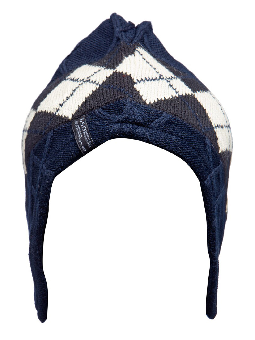 513 Women Navy Blue & White Self Design Beanie Cap