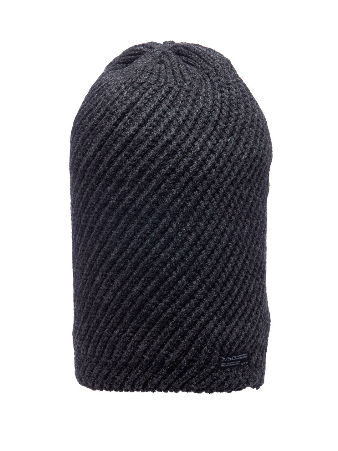 513 Women Charcoal Grey Self Design Knitted Beanie Cap