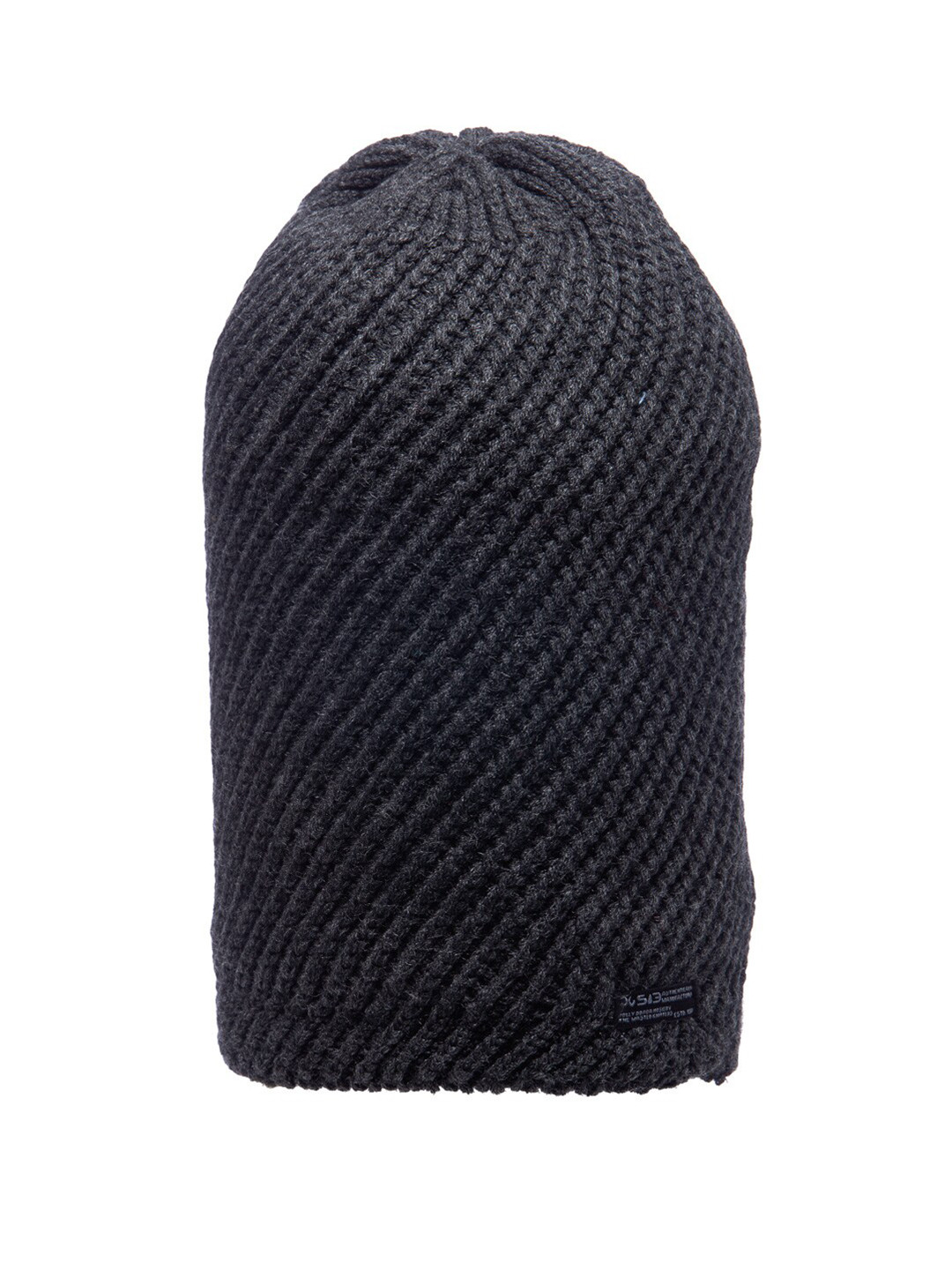 513 Men Charcoal Grey Self Design Beanie