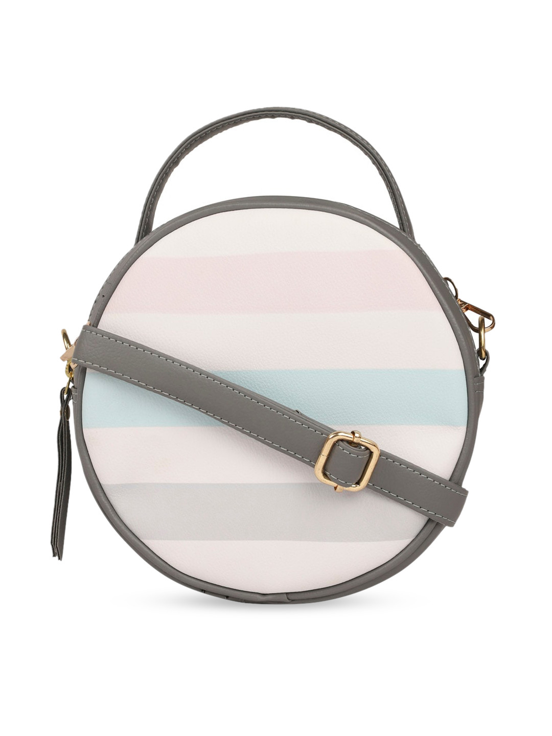 Bagsy Malone White Striped PU Half Moon Sling Bag