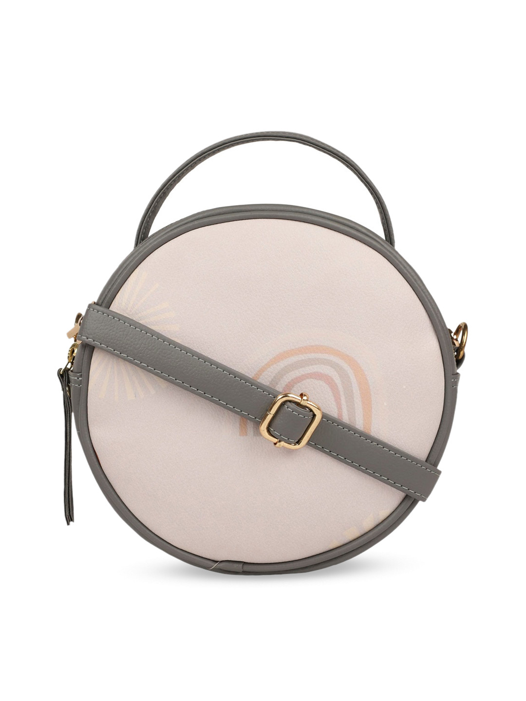 Bagsy Malone Olive Green & Beige Printed Bowling PU Sling Bag