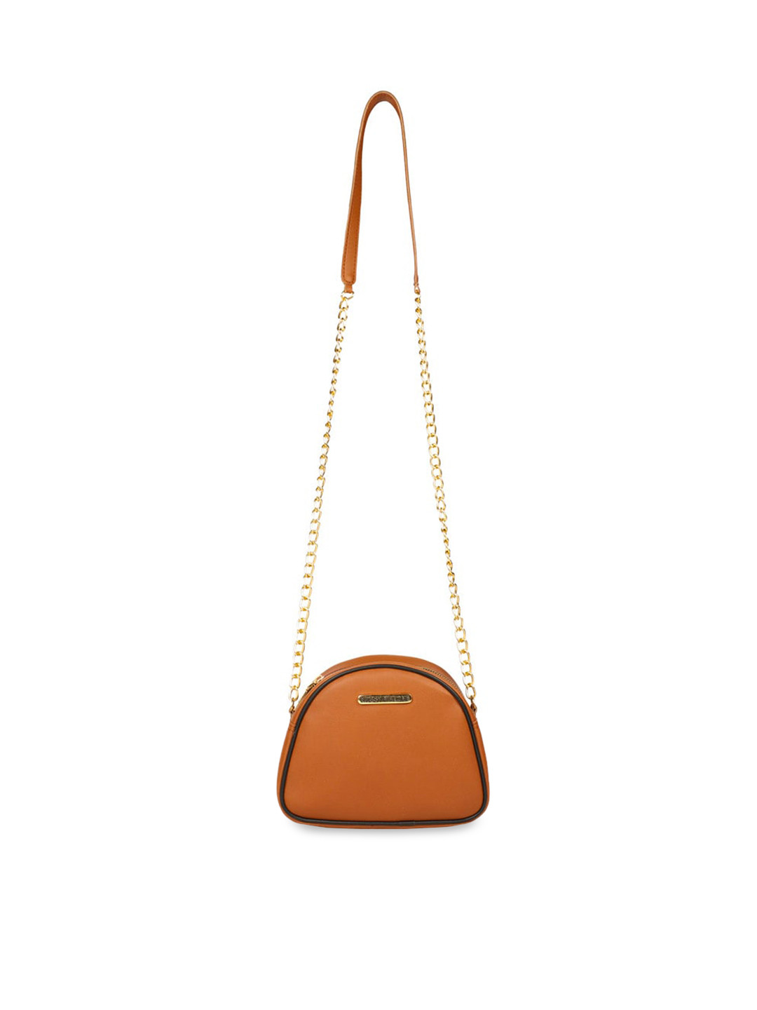 Bagsy Malone Tan PU Half Moon Sling Bag with Detachable sling Strap