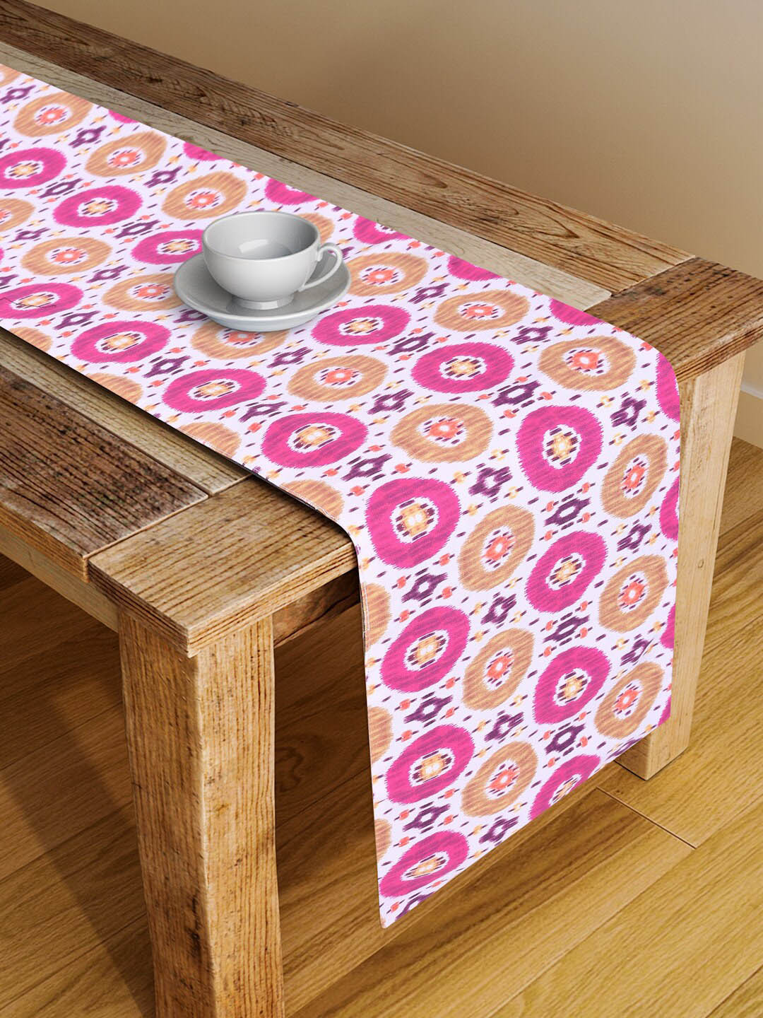 Alina decor Pink & White Printed Table Runner