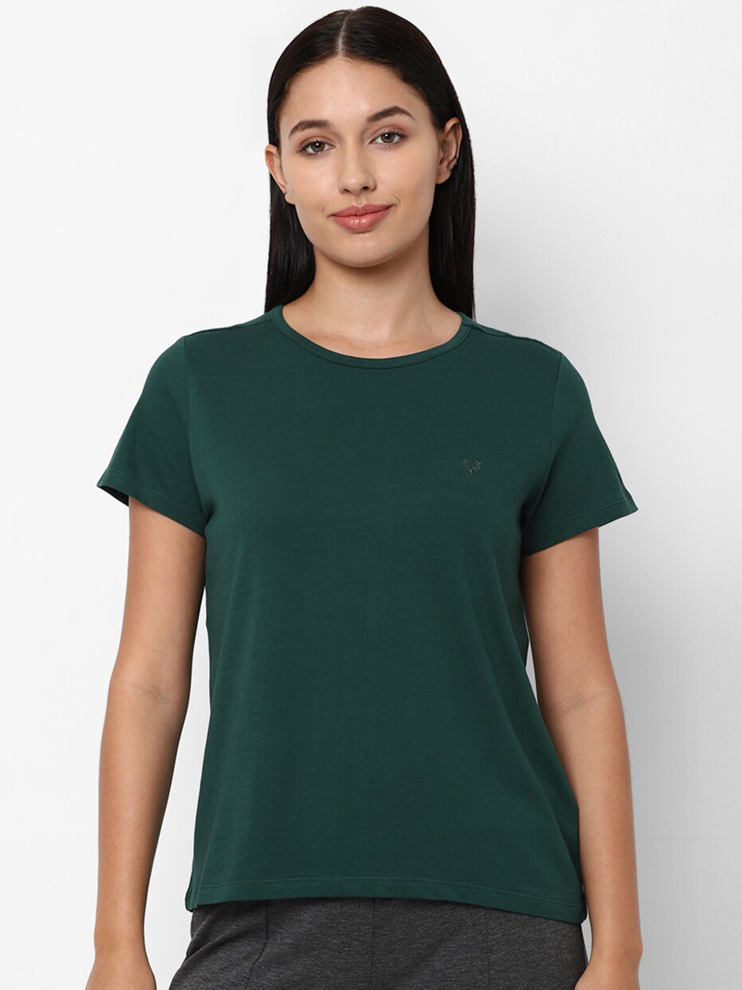 Allen Solly Woman Green Cotton T-shirt