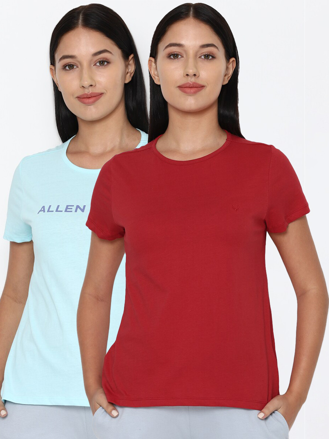 Allen Solly Woman Red & Blue Pack Of 2 T-shirts