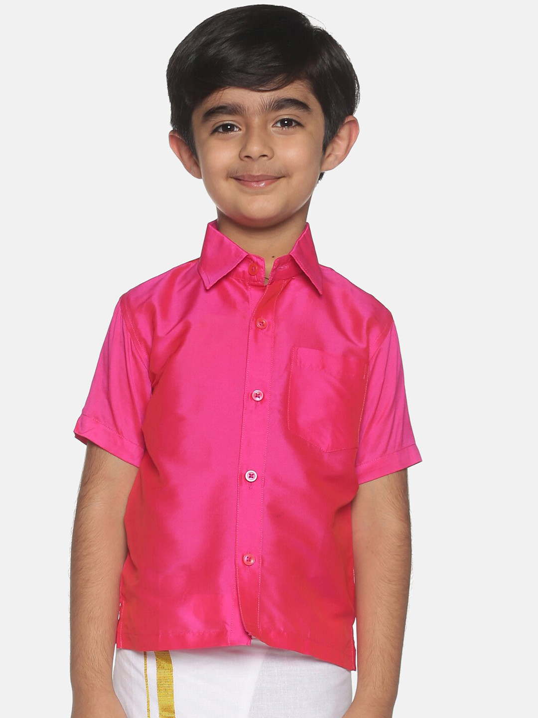 Sethukrishna Boys Pink Classic Opaque Party Shirt