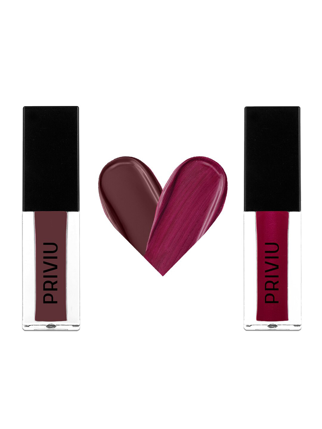 PRIVIU Set of 2 Matte Liquid Lipstick - Crystal Rruby , Mocha Truffle