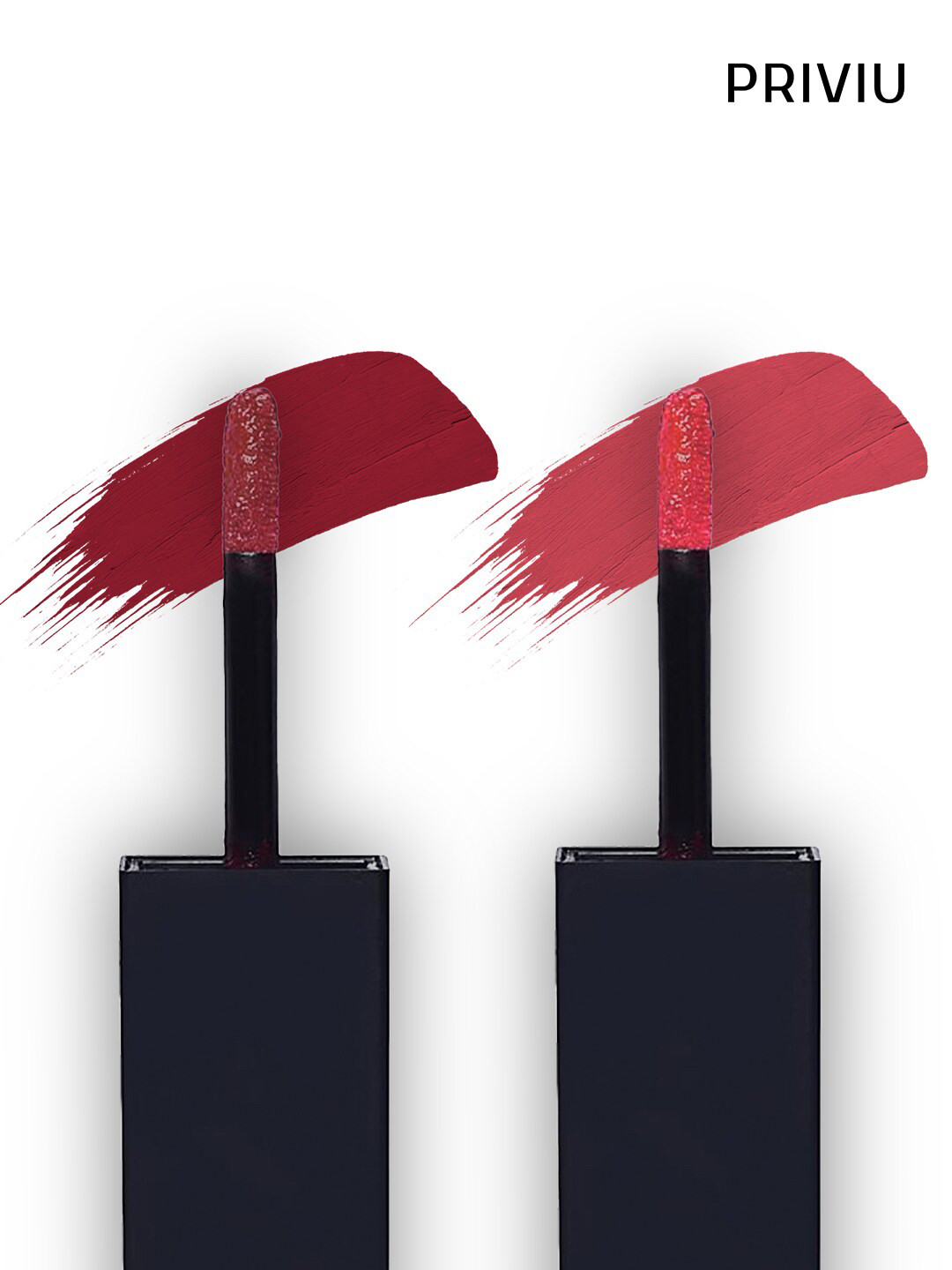 PRIVIU Set of 2 Matte Liquid Lipstick - Sparkling Red 151, Coral Bloom 305