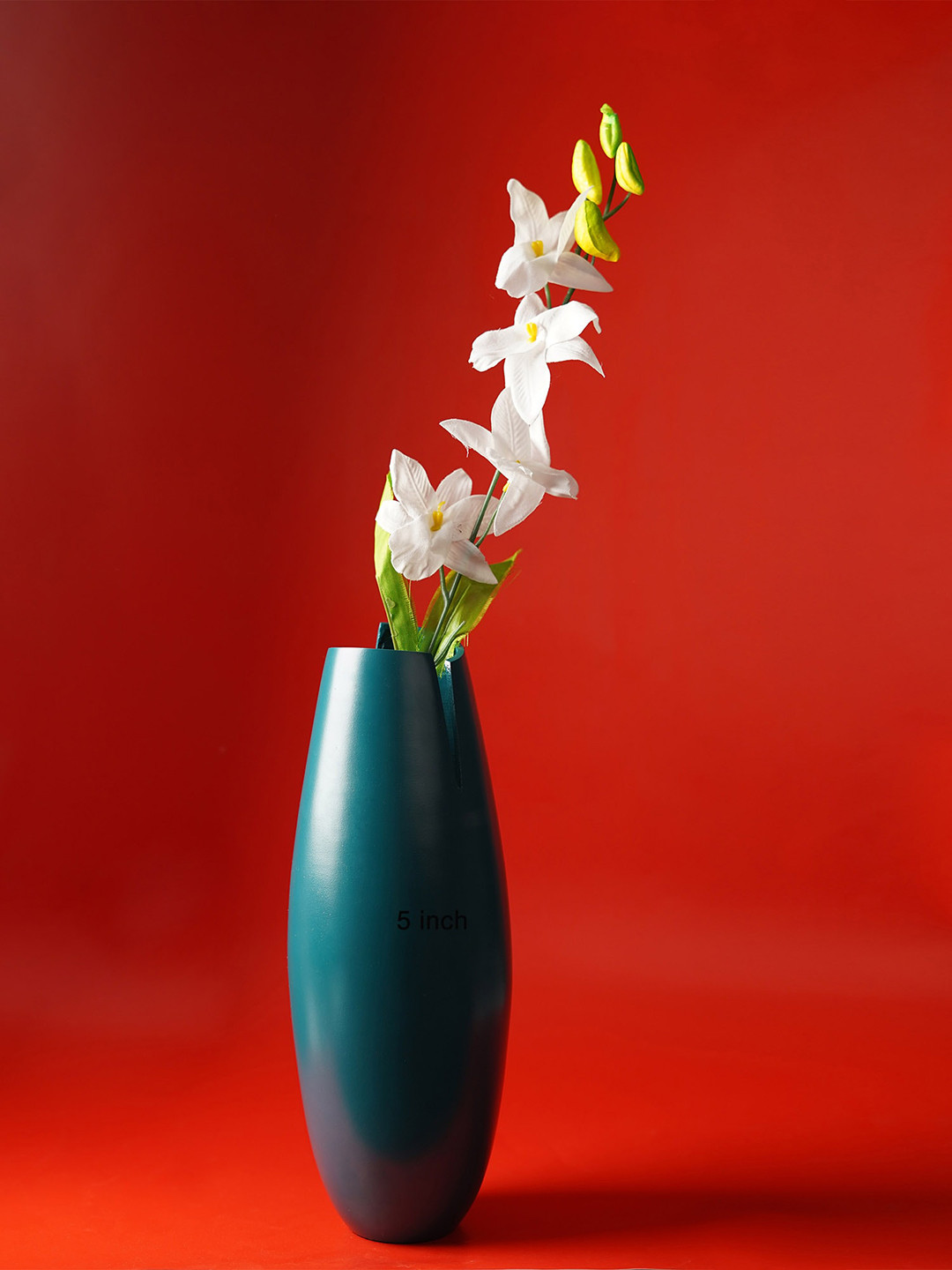 Folkstorys Teal Green Solid Metal Vase