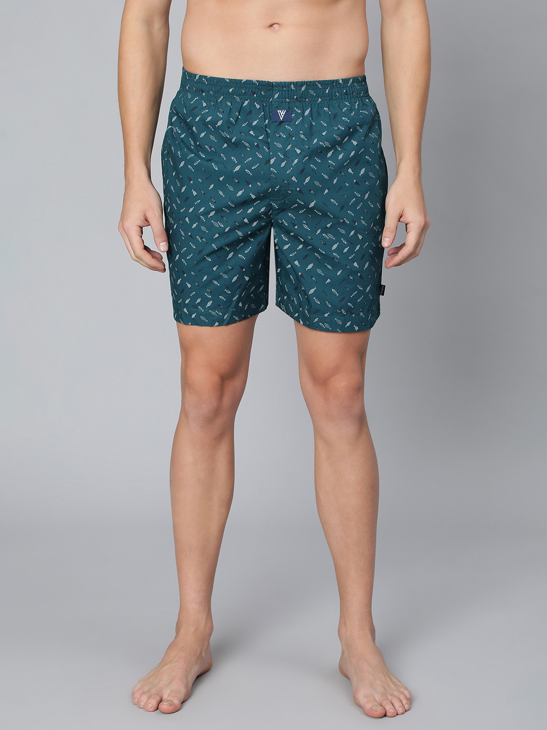 Van Heusen Innerwear Men Blue Printed Elasticized Waistband Printed Boxer Shorts  8905482033855