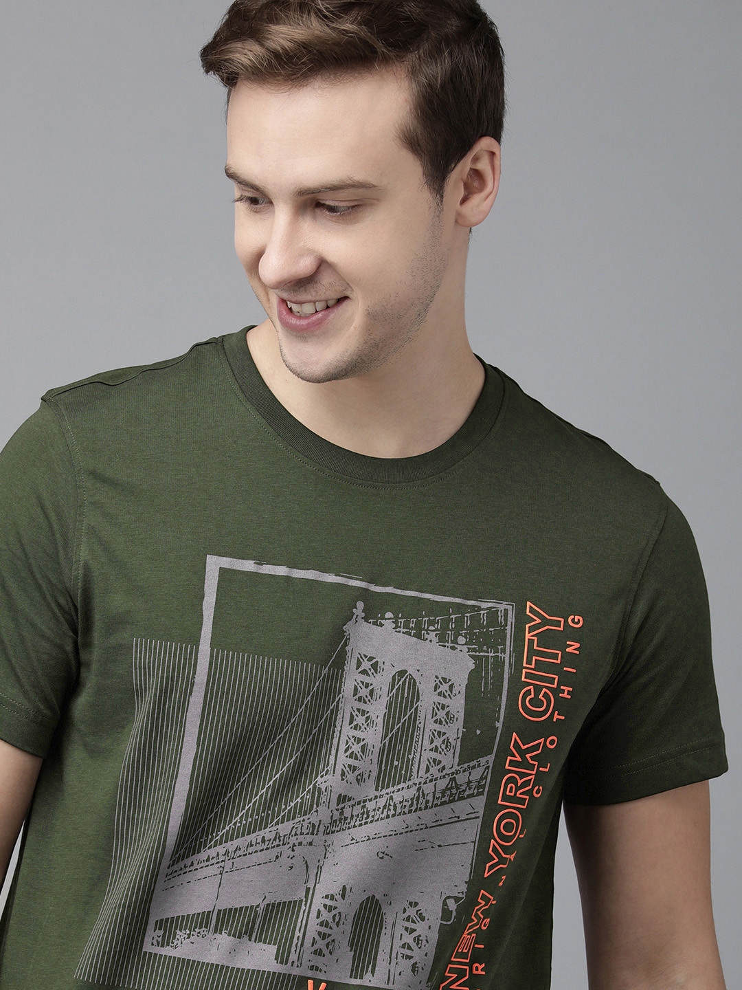 Van Heusen Innerwear Athleisure NY Chest Print Crew Neck Short Sleeve T-Shirt