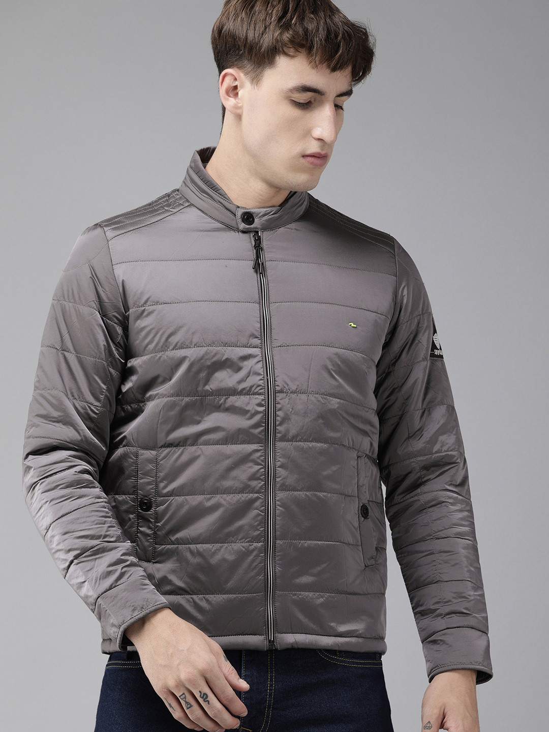SPYKAR Men Grey Solid Lightweight Casual Padded Jacket