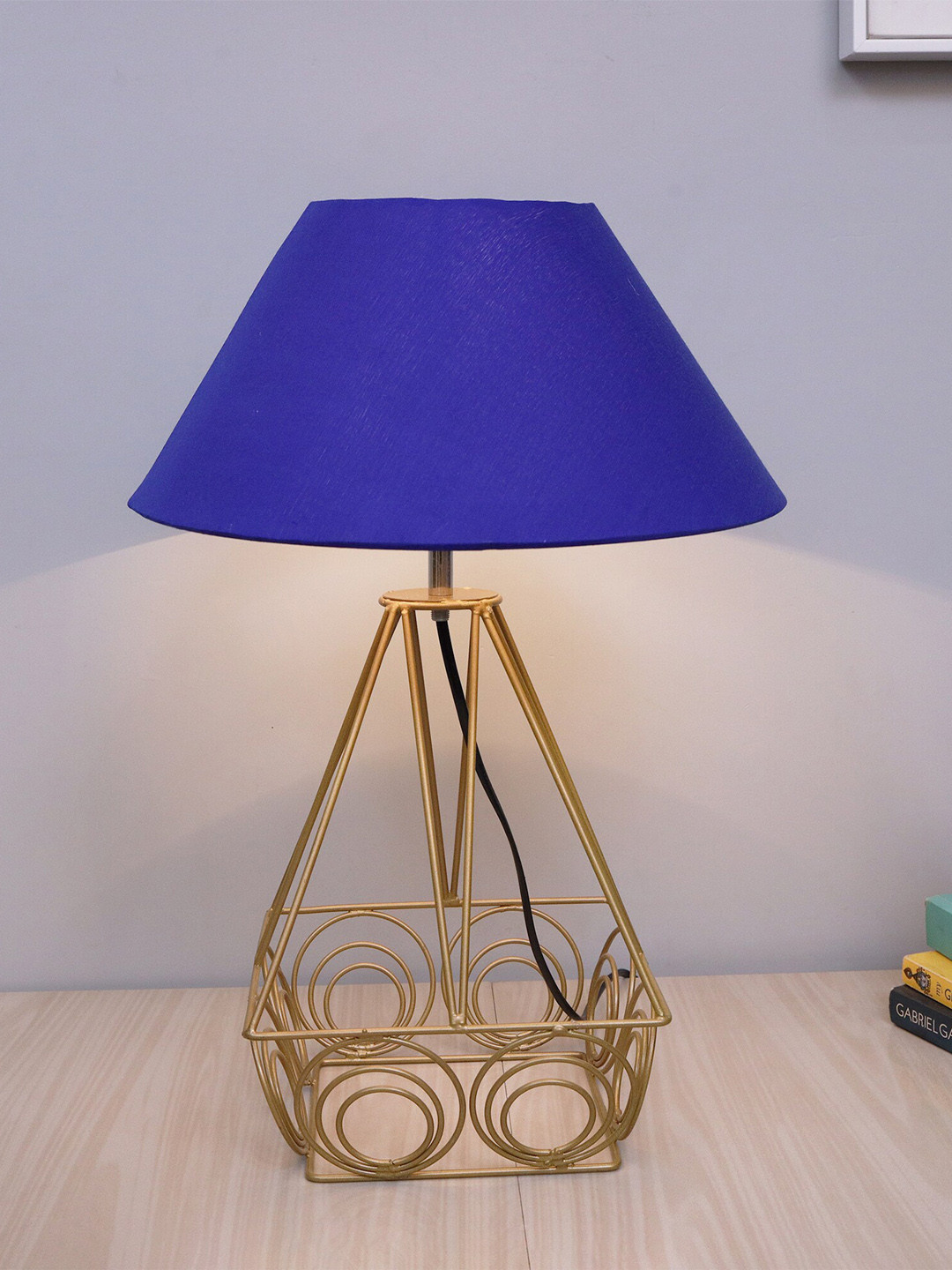 Homesake Blue & Gold Modern Farmhouse Metal Desk Table Lamp