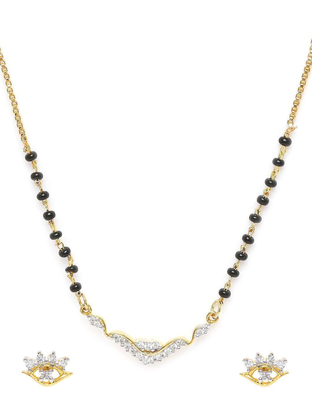 Mahi Women White & Black Luminous Shine Mangalsutra Set