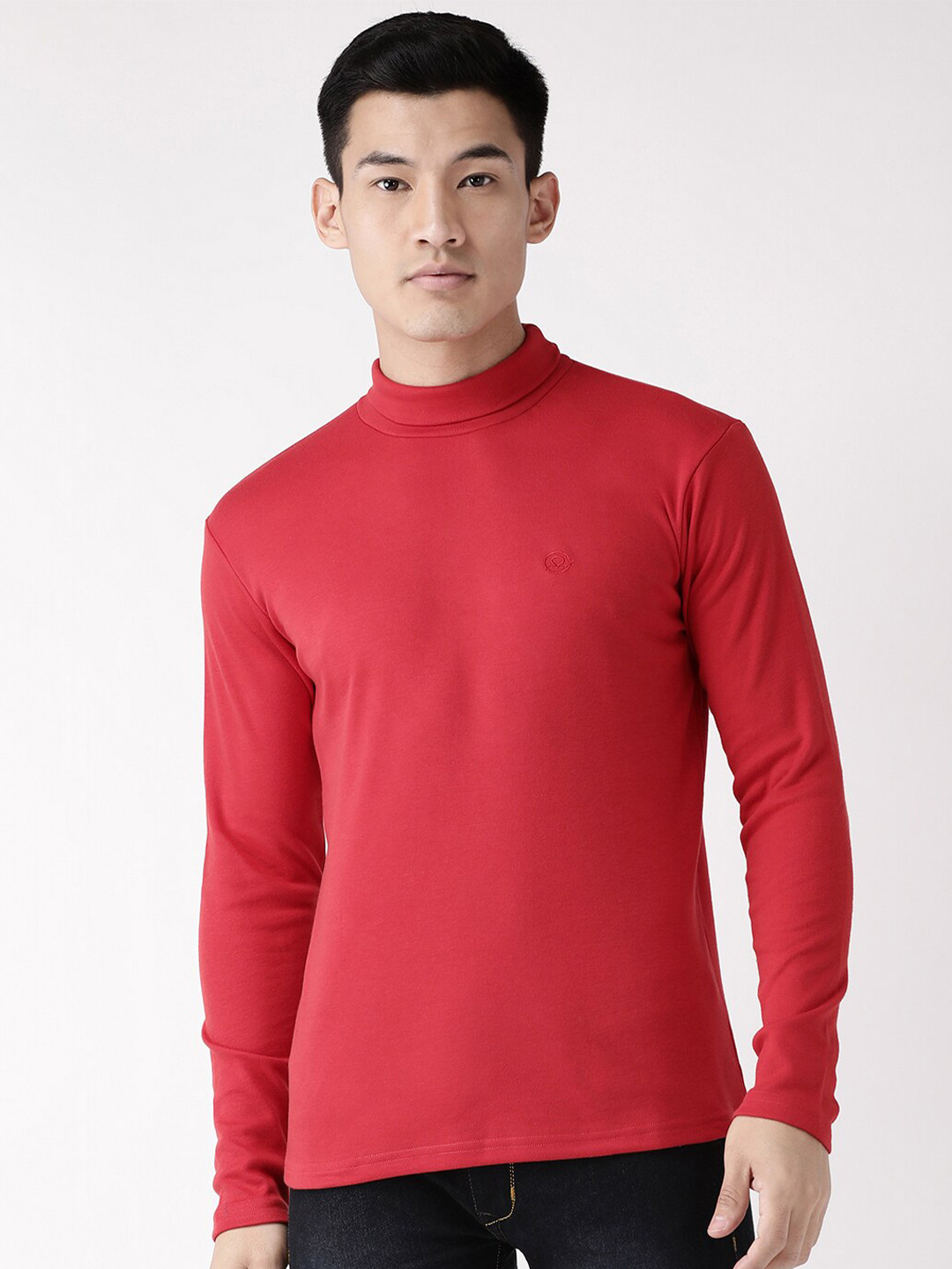 Chkokko Men Red High Neck T-shirt
