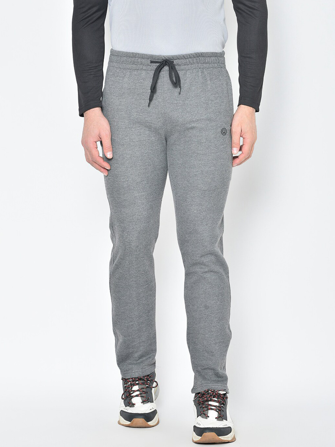 CHKOKKO Men Grey Solid Regular-Fit Pocket Track Pants