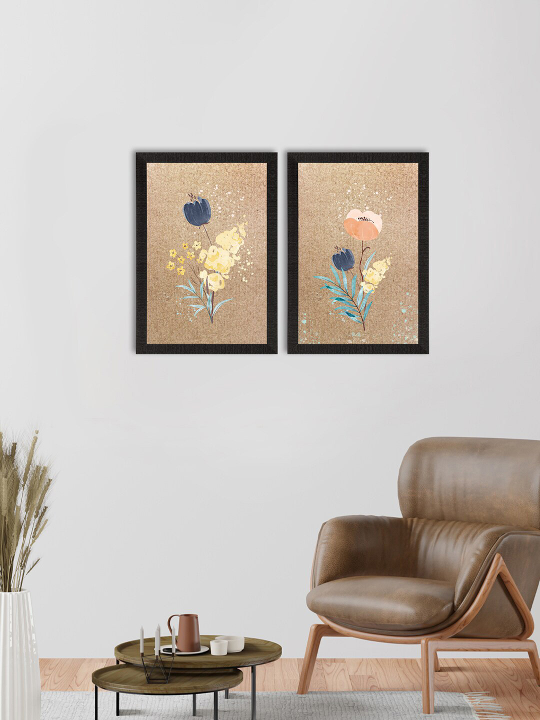 eCraftIndia Set of 2 Tulip Watercolour Flower UV Art Paintings