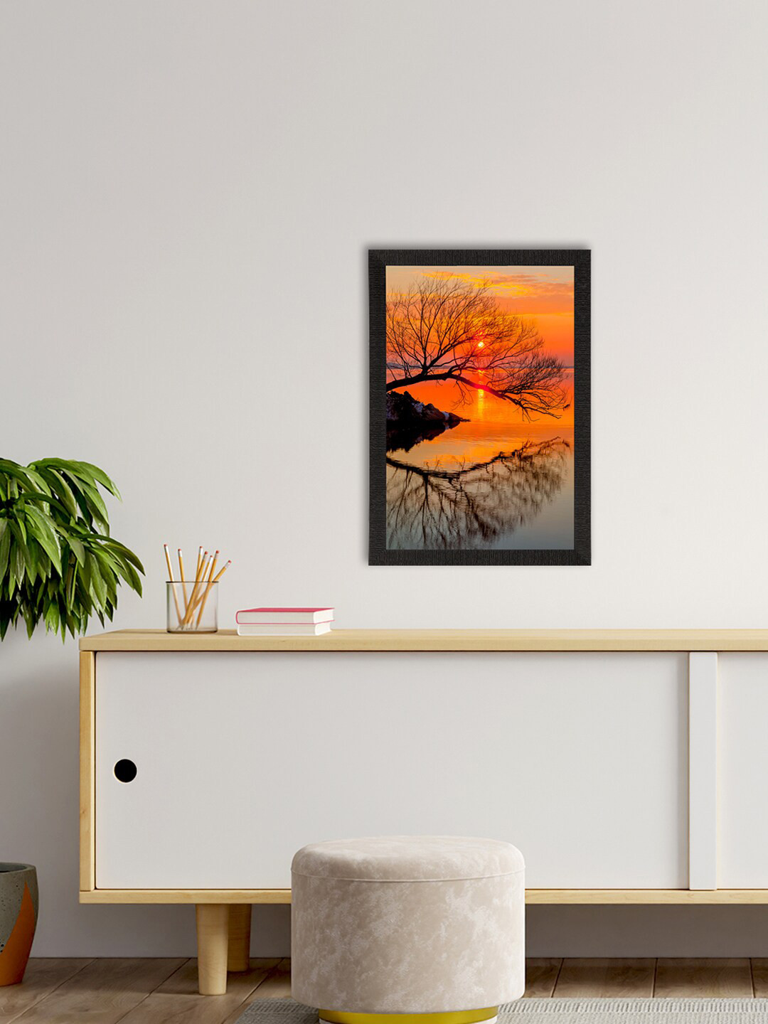 eCraftIndia Brown & Orange Satin Matt Texture UV Art Painting