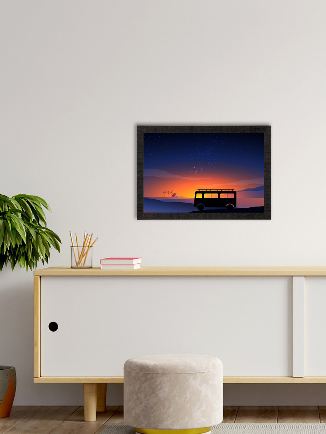 eCraftIndia Multicolored Beautiful Sunset Landscape Satin Matt Texture UV Art Painting