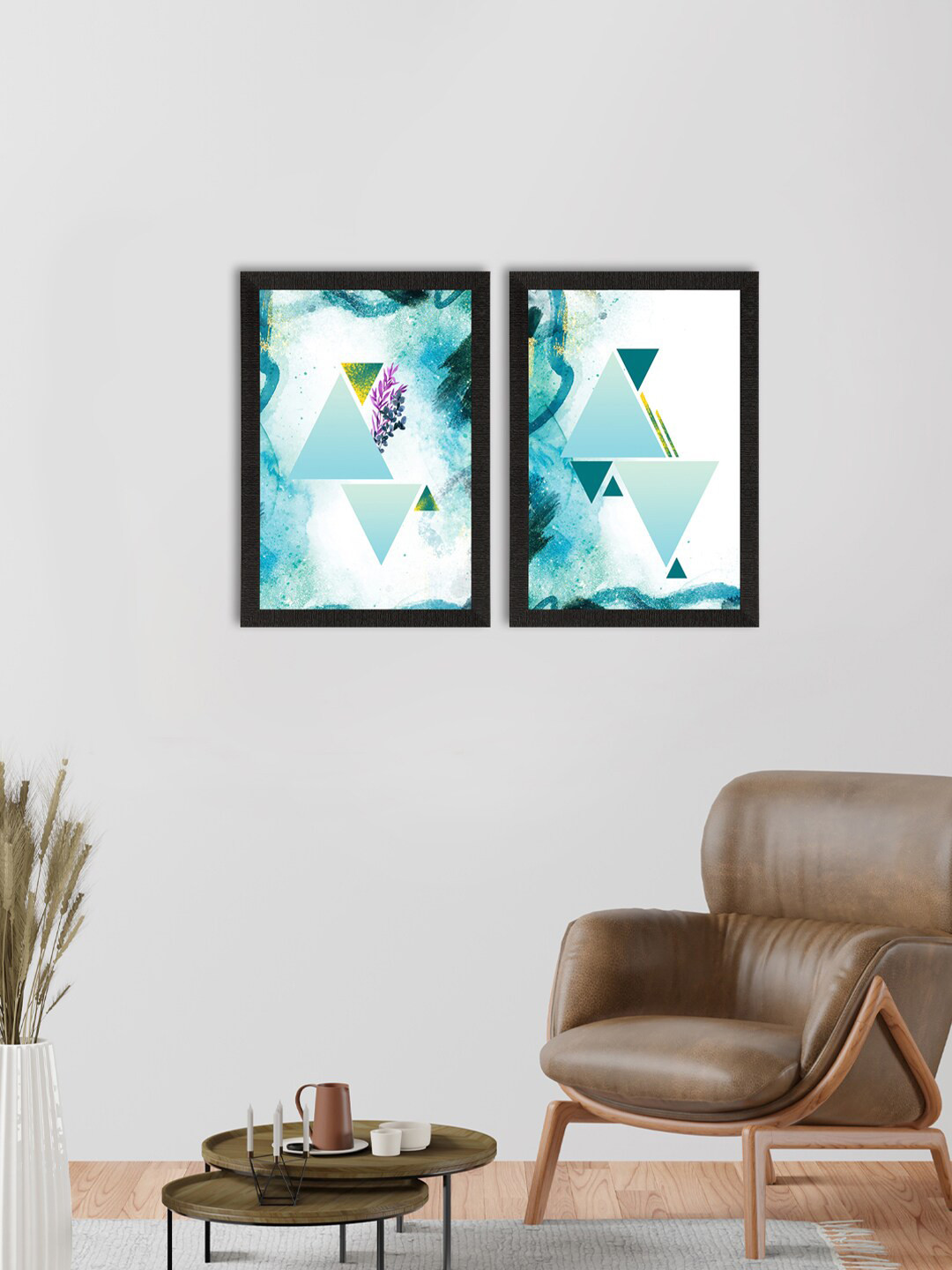 eCraftIndia Satin Matt 2 Pcs Wall Rectangle Paintings Wall Art - 20x30In