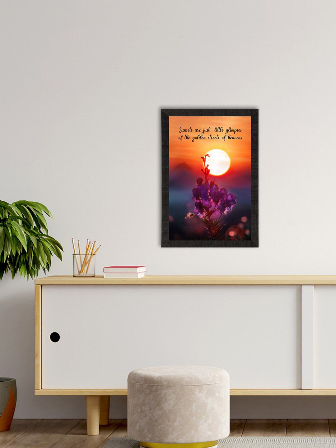 eCraftIndia Sunset Paper Wall Rectangle Paintings Wall Art - 14 x 10In